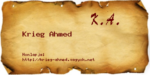 Krieg Ahmed névjegykártya